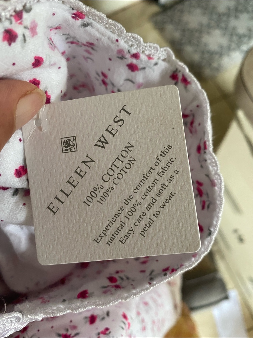 Eileen West White Maxi Nightgown with Pink Floral Print - Picture 9 of 11